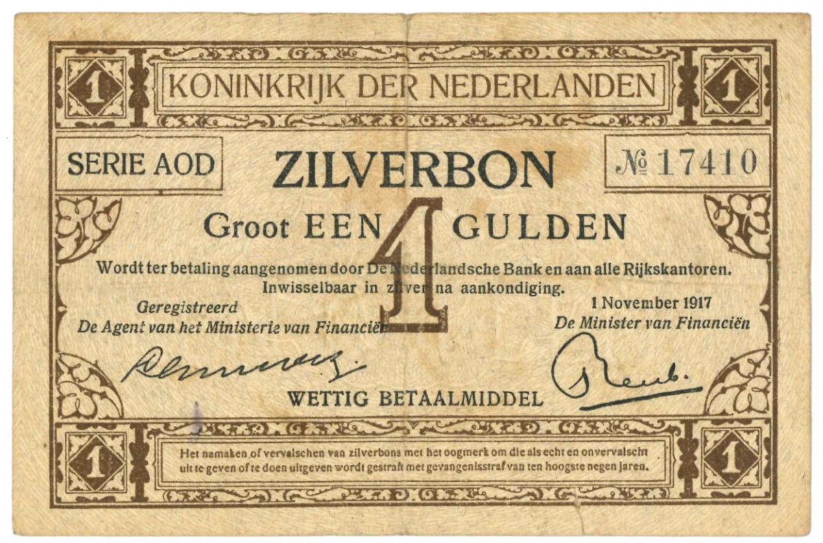 Nederland 1 gulden Zilverbon Type 1916 - Fraai +