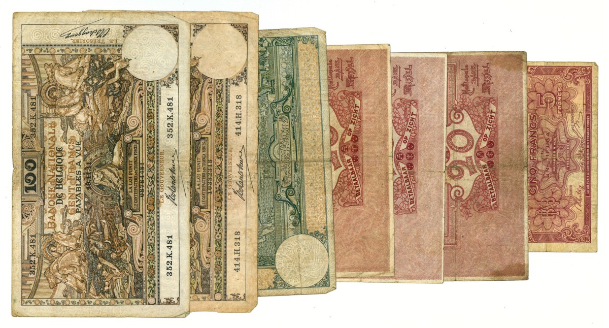 Lot 7 banknotes. - Fine +.