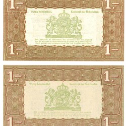Nederland 2x 1 gulden Zilverbon Type 1938 - Nagenoeg UNC