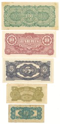 Lot 5 banknotes. - Very fine – UNC.