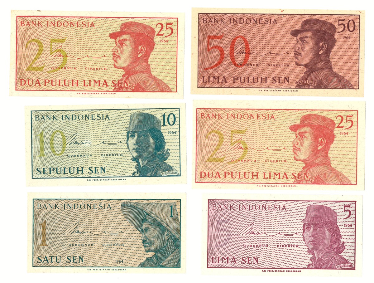 Lot 6 banknotes. - UNC.