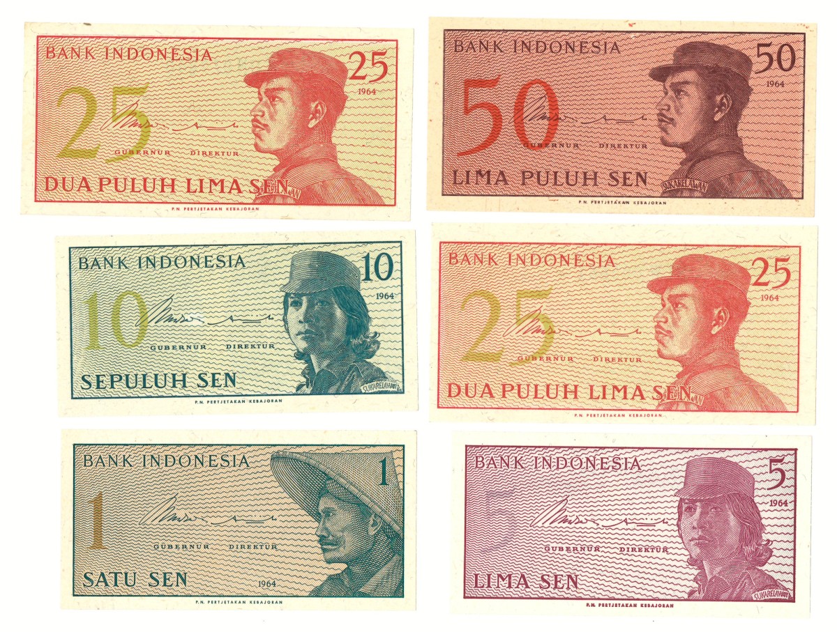 Lot 6 banknotes. - UNC.