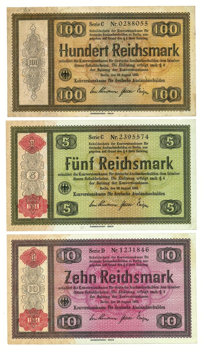 Lot 3 banknotes. - Extremely fine.