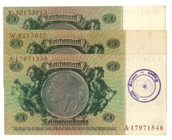 Lot 3 banknotes. - Very fine.