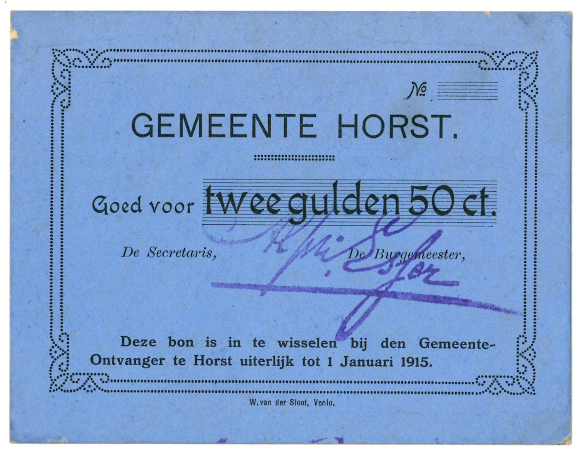 Nederland. 2½ gulden. Waardebon. Type 1914. Type Horst. - UNC -.