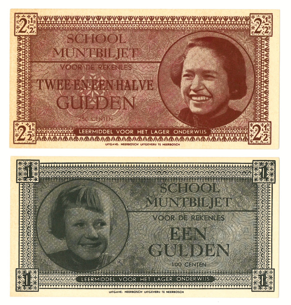 Lot 2 bankbiljetten. - UNC.