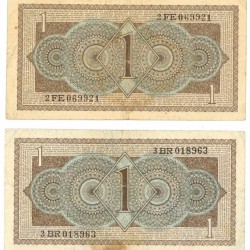 Nederland 2x 1 gulden Muntbiljet Type 1949 Juliana - Fraai +