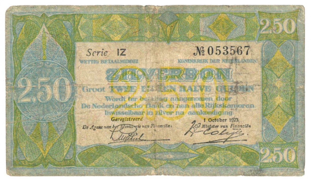 Nederland 2½ gulden Zilverbon Type 1918 - Fraai -