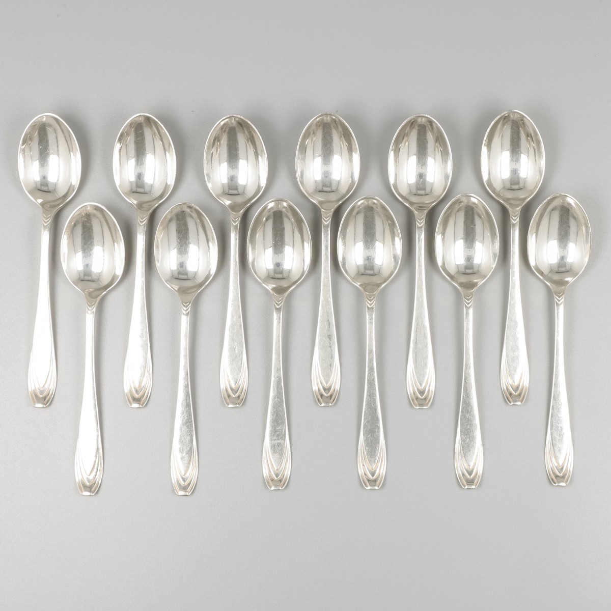 12-delige set koffielepels zilver.
