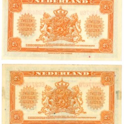 Nederland 2x 2½ gulden Muntbiljet Type 1943 - Zeer Fraai