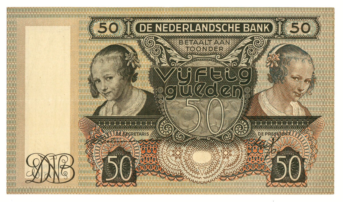 50 gulden. - Zeer Fraai +.