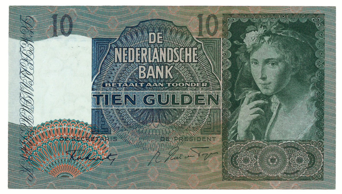 10 gulden. - Nagenoeg UNC.