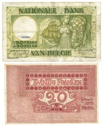 Lot 2 banknotes. - Very fine -.