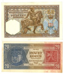 Lot 2 banknotes. - Extremely fine.