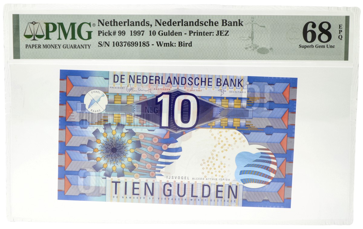 Nederland. 10 gulden. Bankbiljet. Type 1997. - PMG 68EPQ