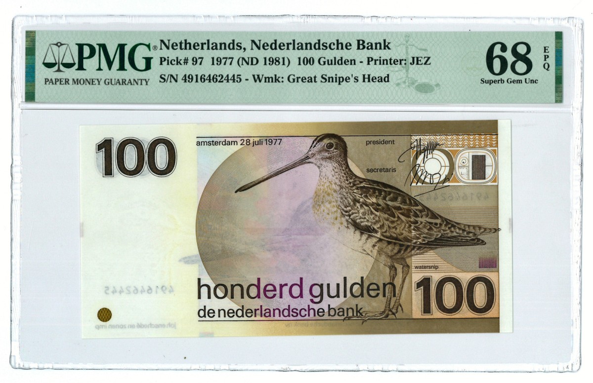 Nederland. 100 gulden. Bankbiljet. Type 1977. - PMG 68EPQ