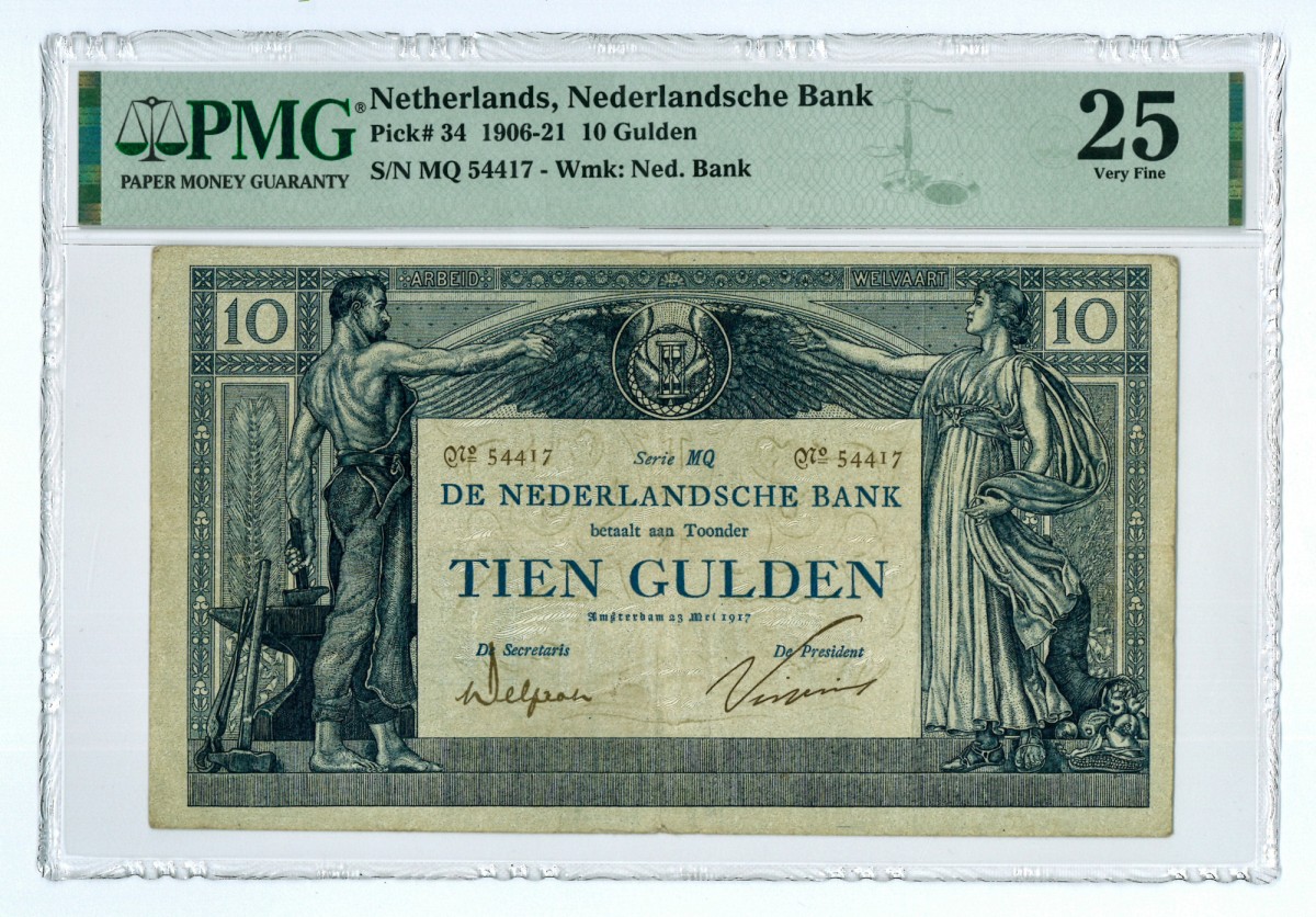 Nederland. 10 gulden. Bankbiljet. Type 1904. - PMG 25