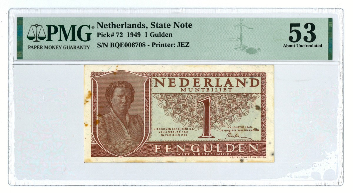 Nederland. 1 gulden. Muntbiljet. Type 1949. - PMG 53