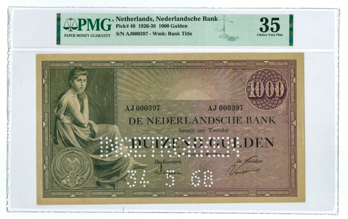 Nederland. 1000 gulden. Specimen. Type 1926. - PMG 35.