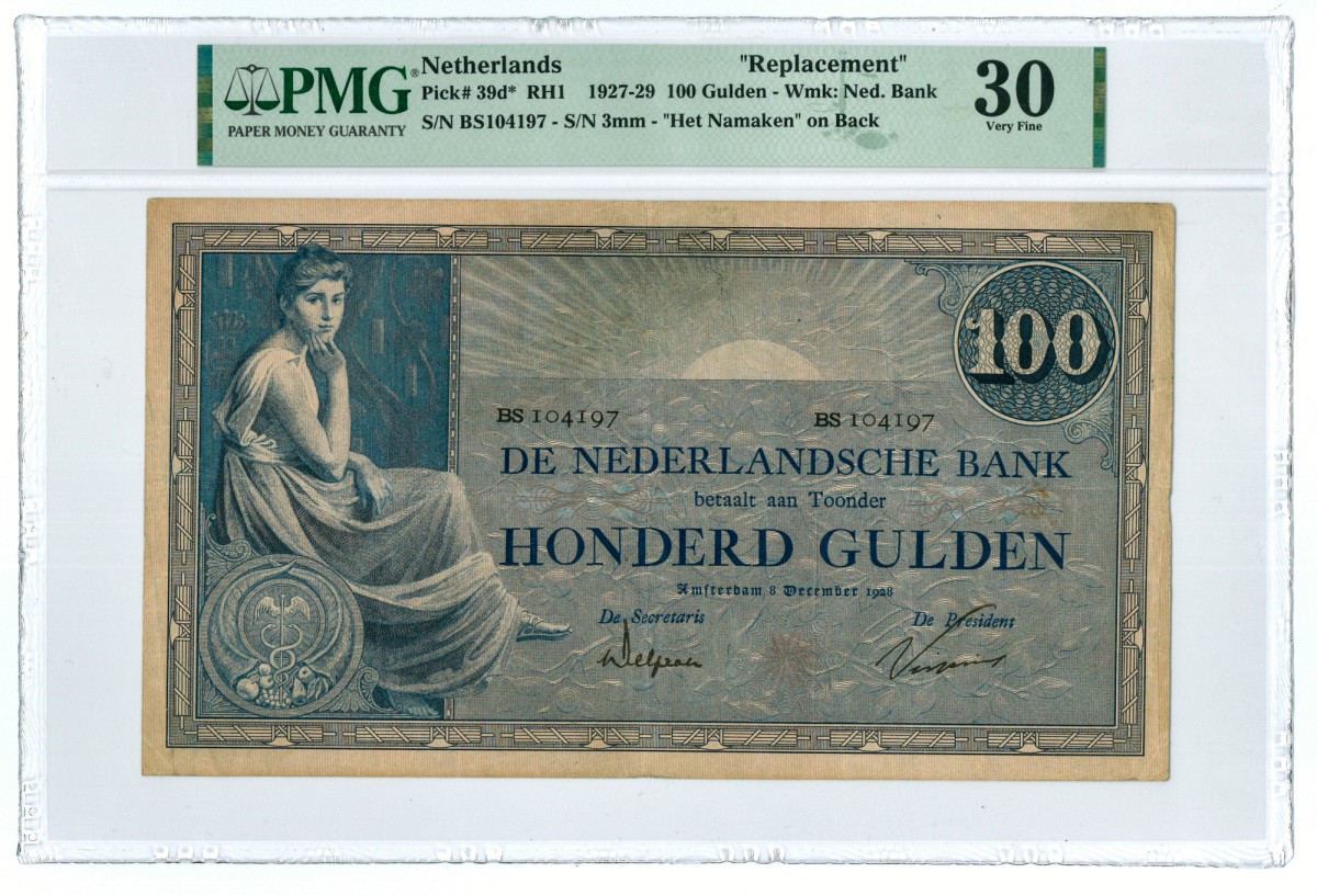 Nederland. 100 gulden. Bankbiljet. Type 1921. - PMG 30