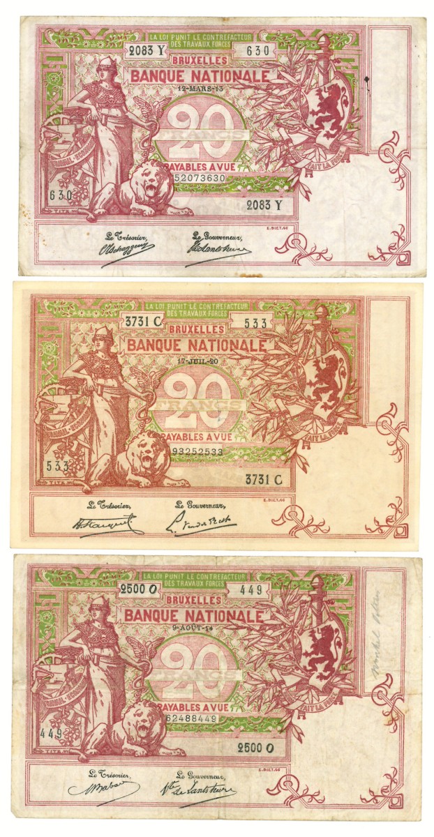 Lot 3 banknotes. - Fine / Very fine.