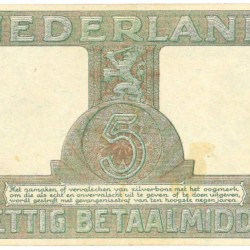 Nederland 5 gulden Zilverbon Type 1944 - Zeer Fraai +