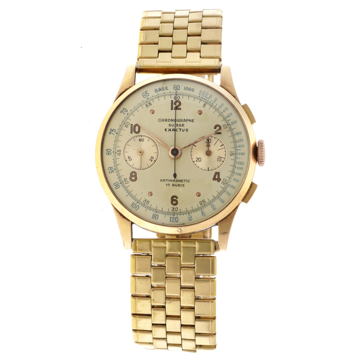 No Reserve - Chronographe Suisse Exactus 18K. - Heren Horloge.