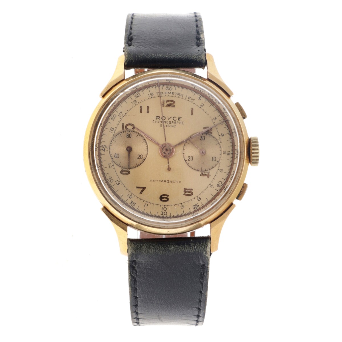 No Reserve - Chronographe Suisse Royce 18K. Dog-Leg lugs - Heren horloge.