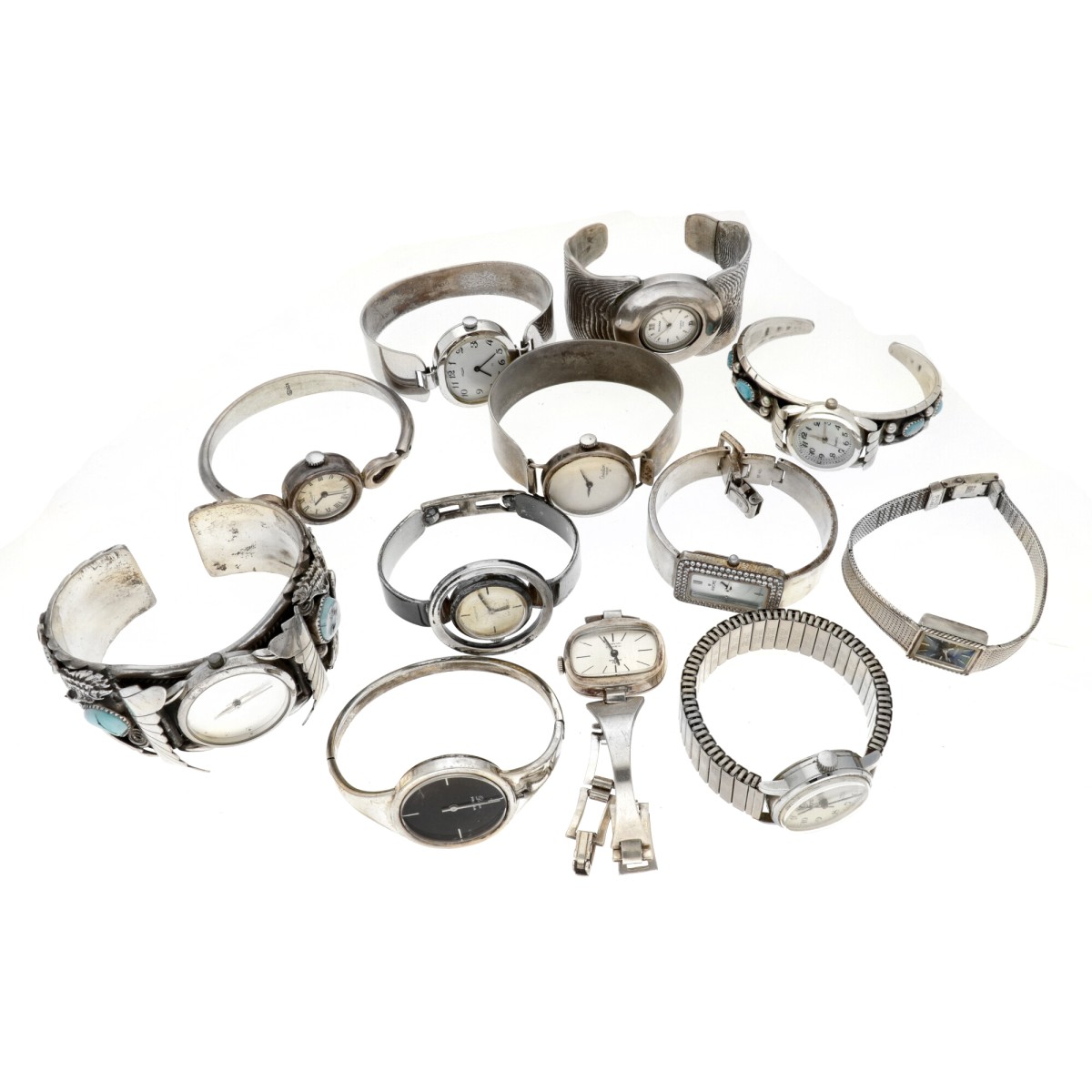 No Reserve - Lot stalen en zilveren dames horloges.