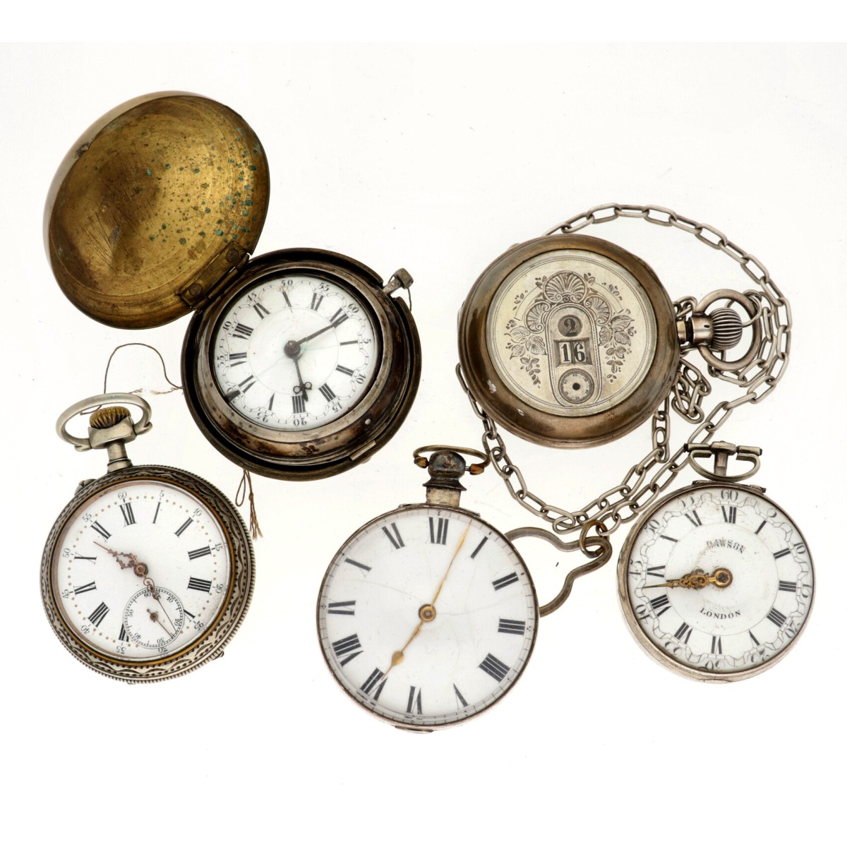 No Reserve - Lot stalen en zilveren heren zakhorloges.