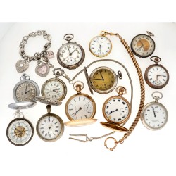 No Reserve - Lot silver and steel men's pocketwatches.