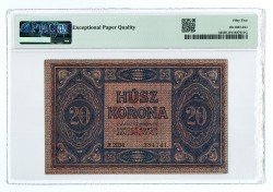 Hungary. 20 korona. Banknote. Type 1919. - PMG 55EPQ.