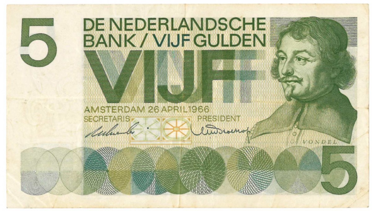 Nederland 5 gulden bankbiljet Type 1966 Vondel I - Fraai +