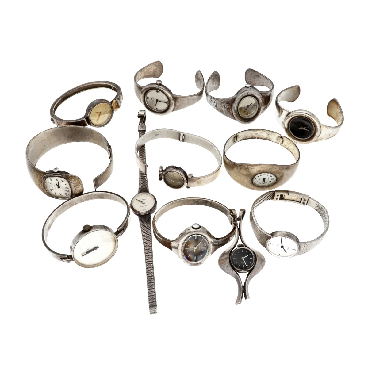 No Reserve - Lot zilveren horloges.