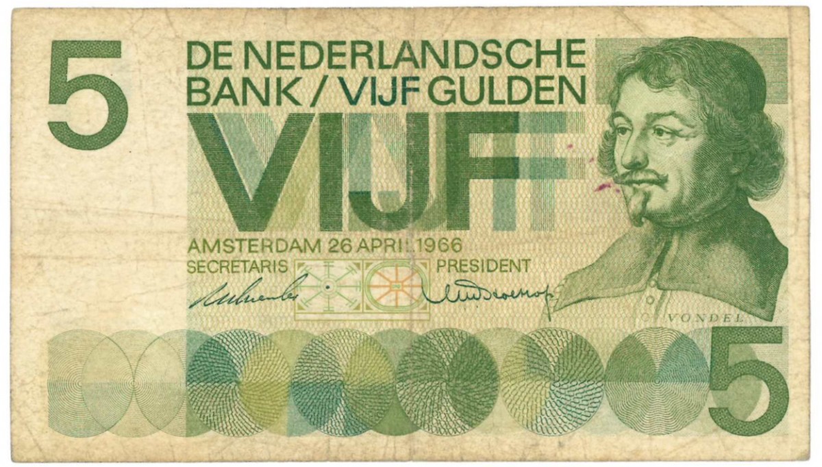 Nederland 5 gulden bankbiljet Type 1966 Vondel I - Fraai -