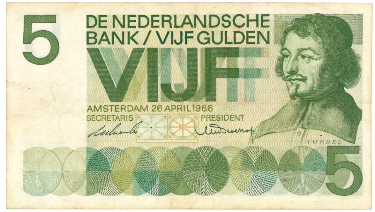 Nederland 5 gulden bankbiljet Type 1966 Vondel I - Fraai