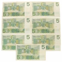 Nederland 7x 5 gulden Bankbiljet Type 1966 Vondel I - Fraai
