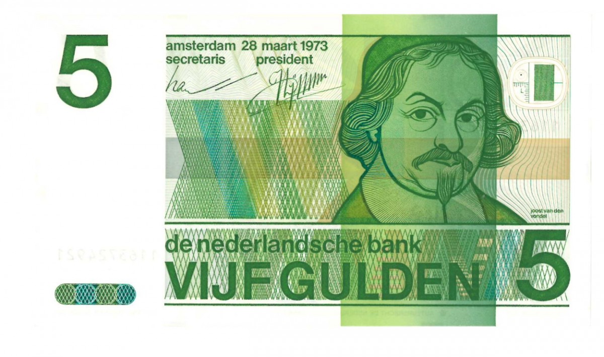 Nederland 5 gulden bankbiljet Type 1973 Vondel II - Nagenoeg UNC