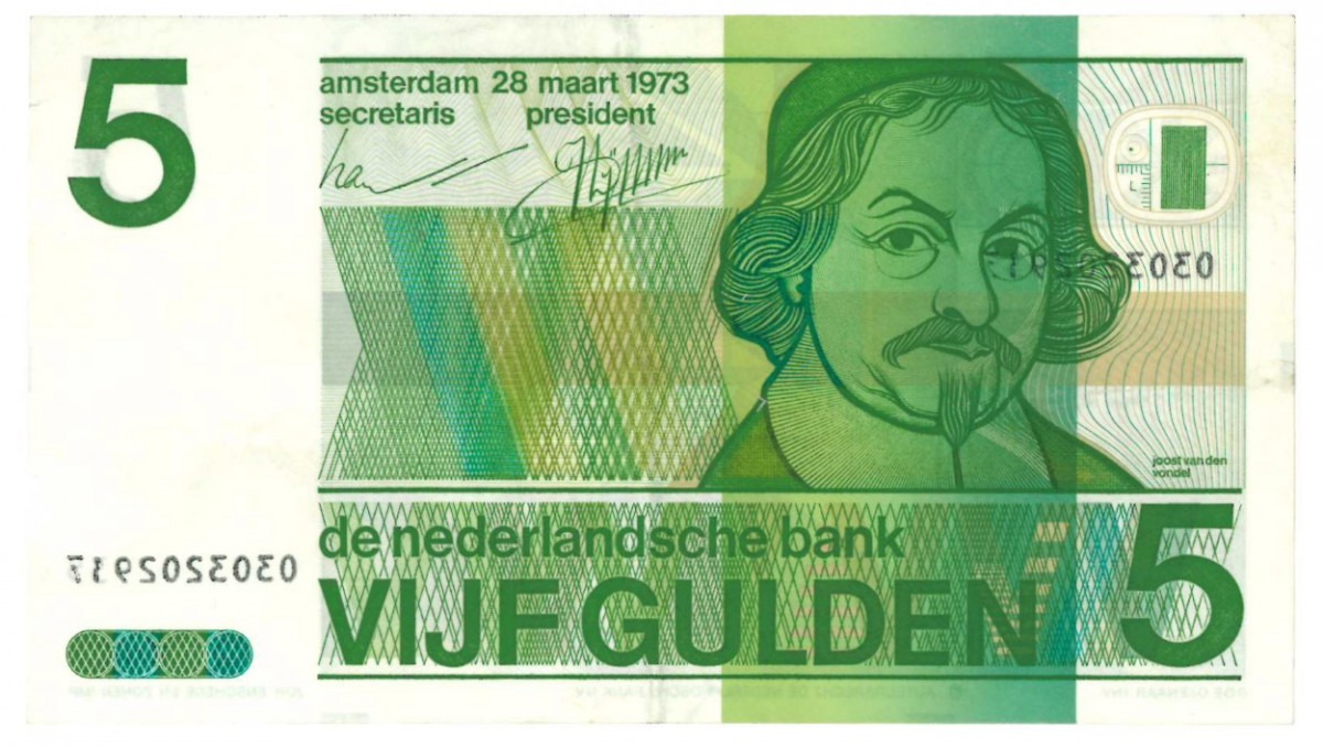 Nederland 5 gulden bankbiljet Type 1973 Vondel II - Zeer Fraai +