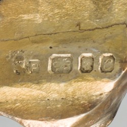 Modernistische miniatuur slak zilver, goud-verguld.