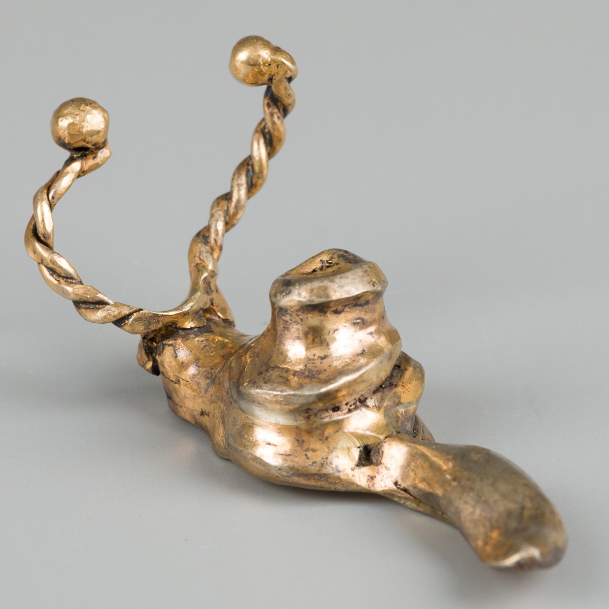 Modernistische miniatuur slak zilver, goud-verguld.