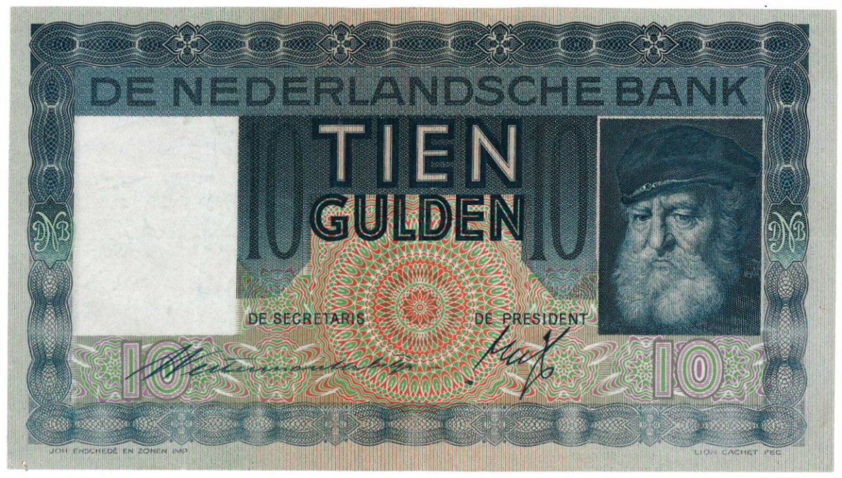 Nederland 10 gulden bankbiljet Type 1933 Grijsaard -Zeer Fraai +