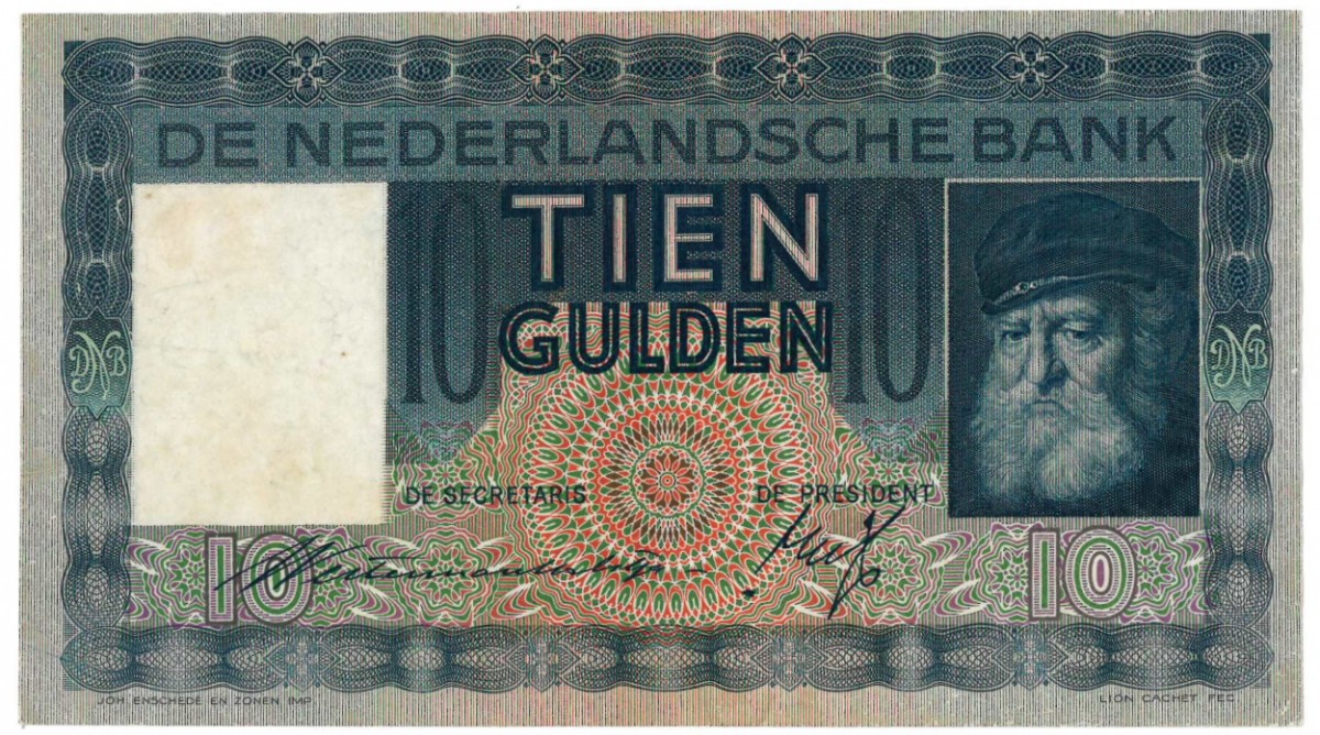 Nederland 10 gulden bankbiljet Type 1933 Grijsaard -Zeer Fraai -