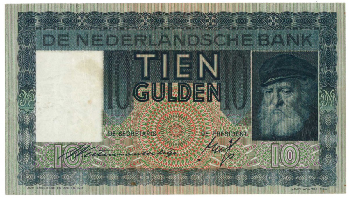Nederland 10 gulden bankbiljet Type 1933 Grijsaard -Zeer Fraai