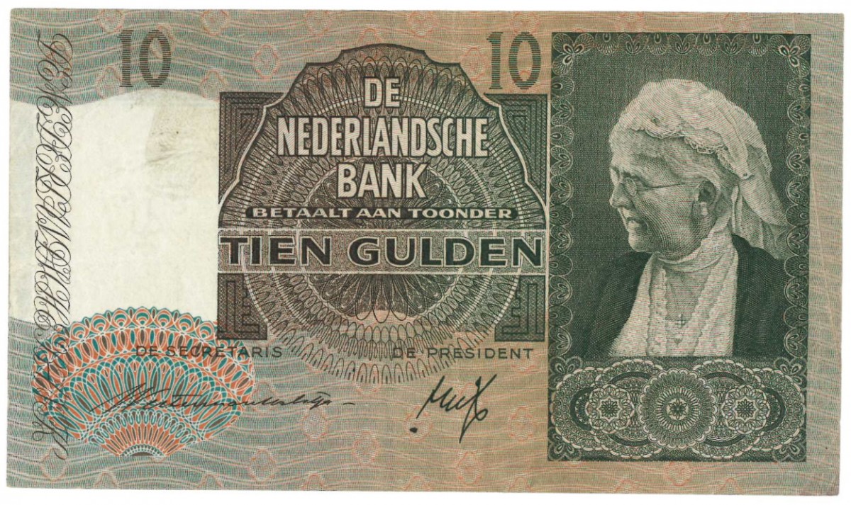 Nederland 10 gulden bankbiljet Type 1940 I Emma - Zeer Fraai