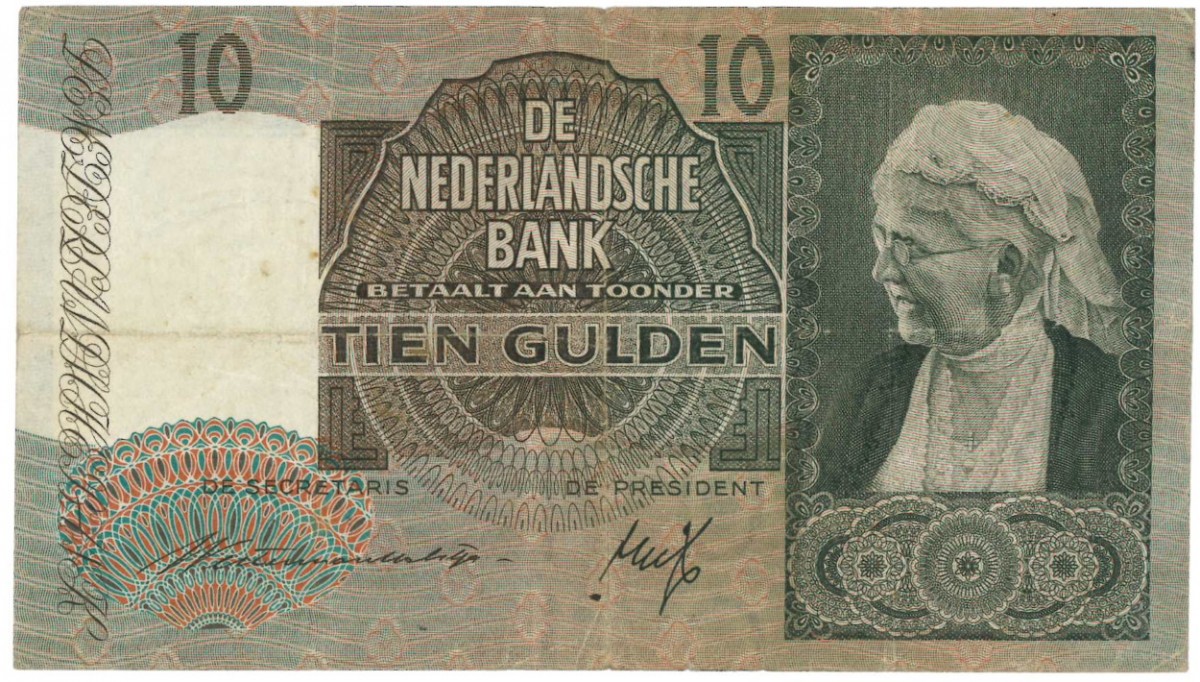 Nederland 10 gulden bankbiljet Type 1940 I Emma - Fraai +