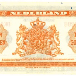 Nederland 10 gulden Muntbiljet Type 1943 II Wilhelmina - Prachtig