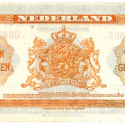 Nederland 10 gulden Muntbiljet Type 1943 II Wilhelmina - Zeer Fraai +