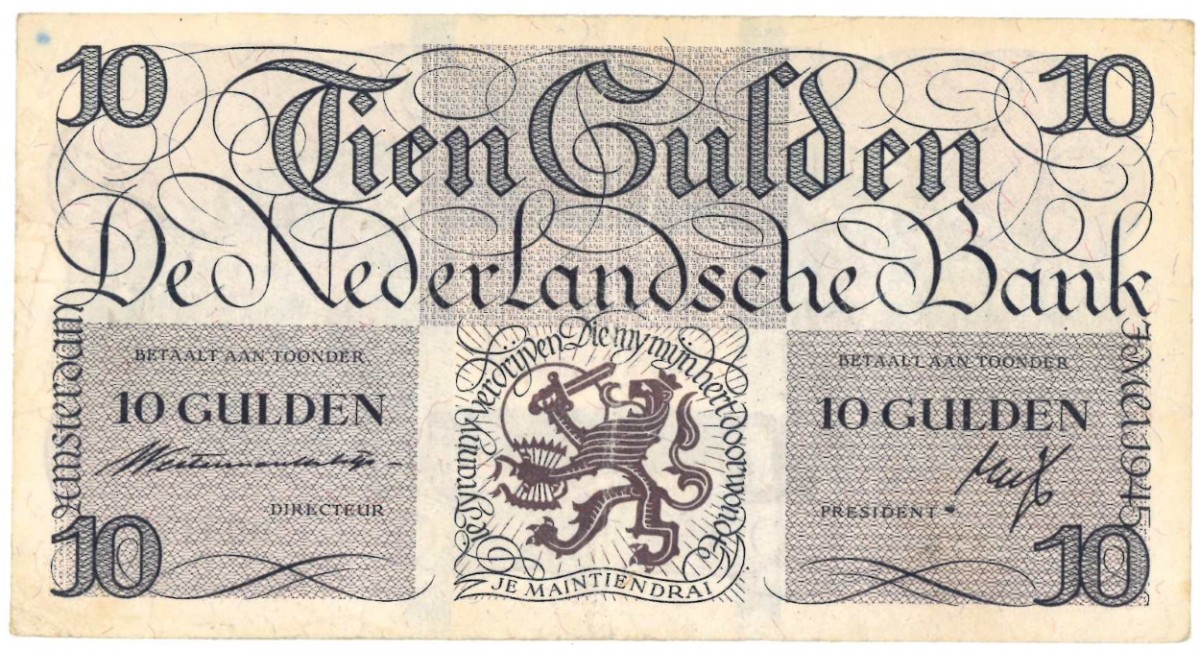 Nederland 10 gulden bankbiljet Type 1945 I Lieftincktientje - Zeer Fraai -