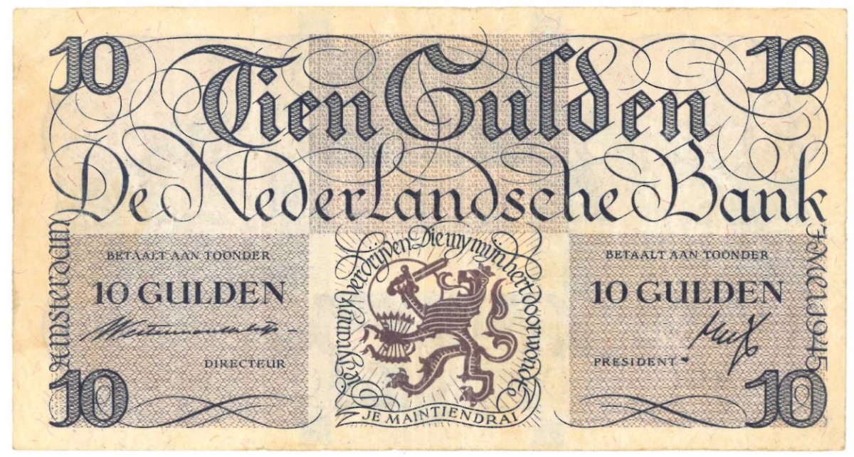 Nederland 10 gulden bankbiljet Type 1945 I Lieftincktientje - Fraai +